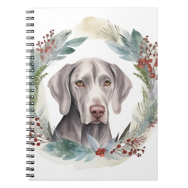 Weimaraner Weihnachtskraut Festliche Jungfrau Notizblock (Vorderseite)