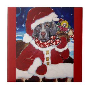 Weimaraner Weihnachtsmann Fliese
