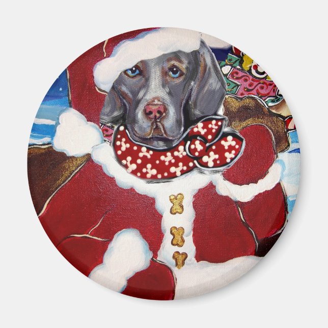 Weimaraner Weihnachtsmann Magnet (Vorne)