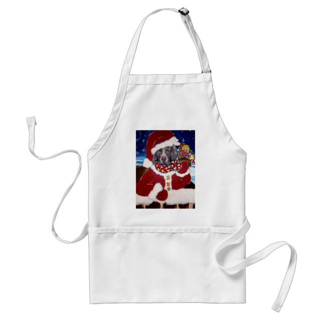 Weimaraner Weihnachtsmann Schürze (Vorne)
