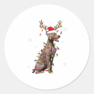 Weimaraner WeihnachtsReindeer Santa Xmas Tre Runder Aufkleber