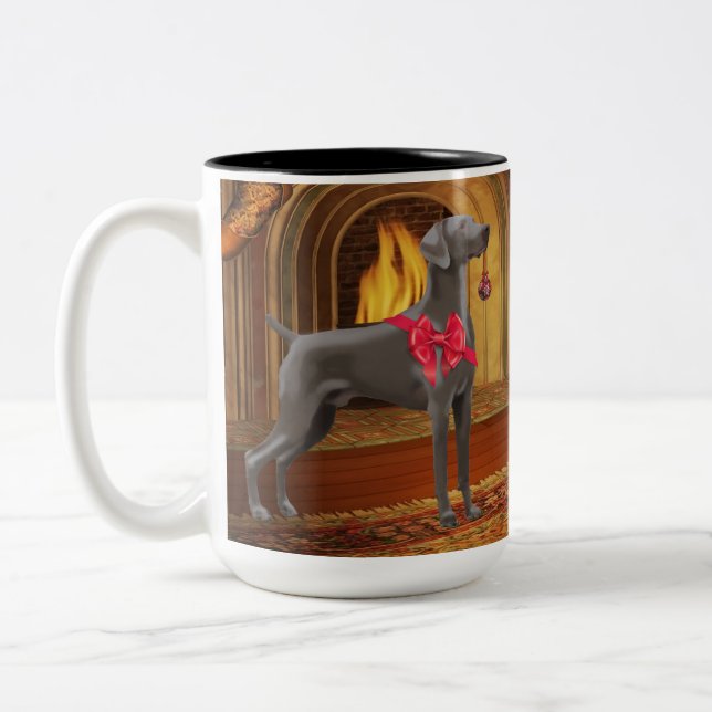 Weimaraner WeihnachtsTasse Zweifarbige Tasse (Links)