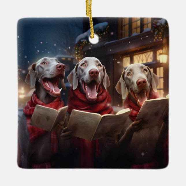 Weimaraners Weihnachtsfeiertag Keramikornament (Vorderseite)