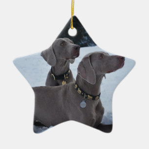 Weimeraner im Schnee Keramik Ornament