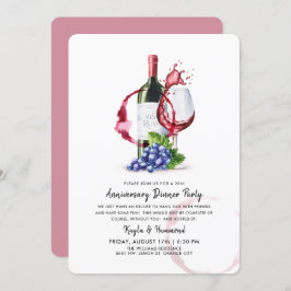 Wein & Abendessen Mitgefühl Jubiläum Roter Stil Einladung