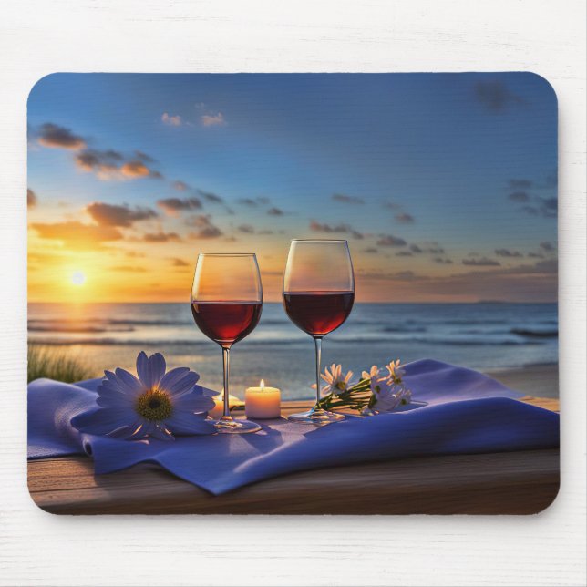 Wein am Strand Mousepad (Vorne)