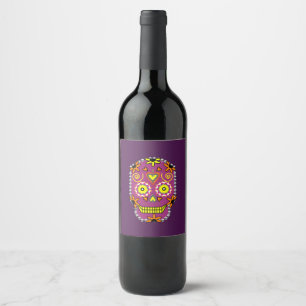 Wein-Aufkleber Dia de la Muerte Purple Weinetikett