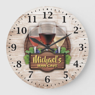 Wein-Bar-Mann-Höhle Personalizable Wand-Uhr Große Wanduhr