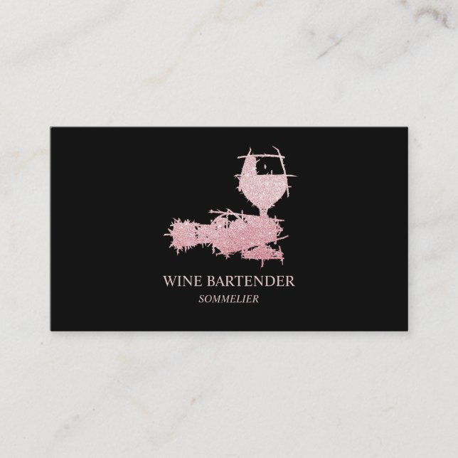 Wein Barkeeper Sommelier Rose Gold Visitenkarte (Vorderseite)