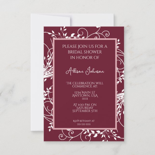 Wein Blüh Bridal Dusche Einladung (Vorderseite)