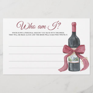Wein & Bogen Brautparty Wer bin ich Spiel Briefpapier
