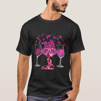 Wein Brustkrebs Bewusstsein K Ribbon Wein Glas T-Shirt