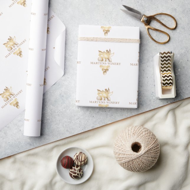 Wein Business Weinkeller Gold Trauben Monogramm Geschenkpapier (Kunsthandwerk)