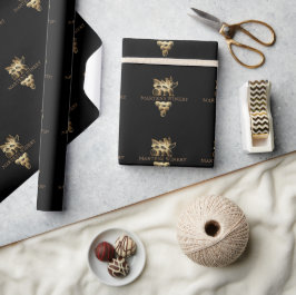 Wein Business Weinkeller Gold Trauben Monogramm Geschenkpapier