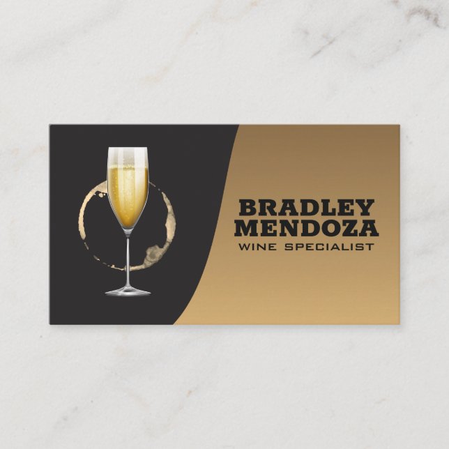 Wein Champagner Glass | Classic Gold Black Visitenkarte (Vorderseite)