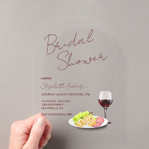 Wein- & Charcuterie-Brautjunggesellinnenabschied Acryleinladungen