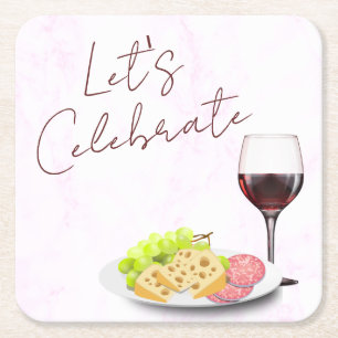 Wein & Charcuterie Rechteckiger Pappuntersetzer
