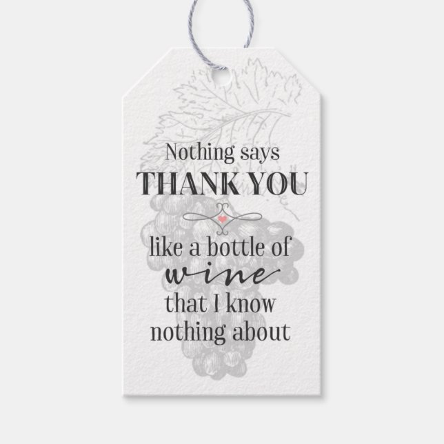 Wein Danke Personalisiert Geschenkanhänger (Vorderseite)