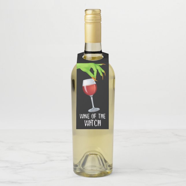 Wein der Hexe - Siehe Zurück ... Flaschenanhänger (Auf Flasche)