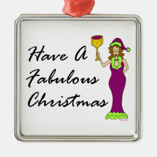 Wein-Diva-fabelhaftes Weihnachten Silbernes Ornament