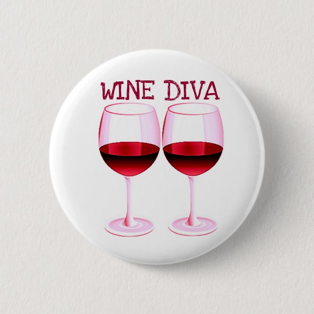 "WEIN-DIVA-" SPASS-ROTWEIN-DRUCK BUTTON (Vorderseite)