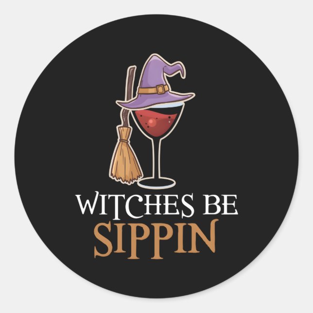 Wein Drink Team Halloween Hexen sein Sip' Runder Aufkleber (Vorderseite)