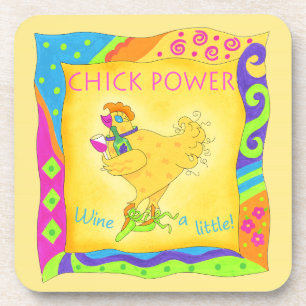 Wein ein wenig Kick Power Gelber Whimsy Untersetzer