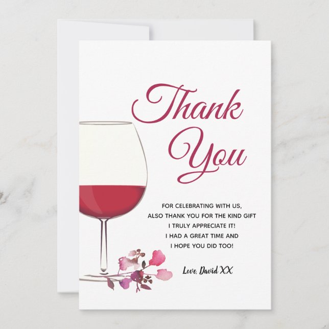 Wein, erwachsen, danke Karte (Vorderseite)