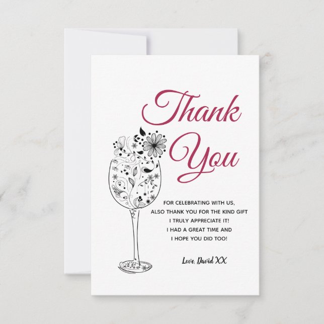 Wein, erwachsen, danke Karte (Vorderseite)