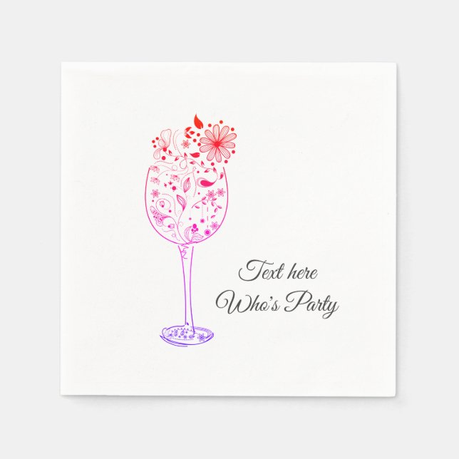 Wein, Erwachsenengeburtstag, Hochzeit, Blumen Serviette (Vorderseite)
