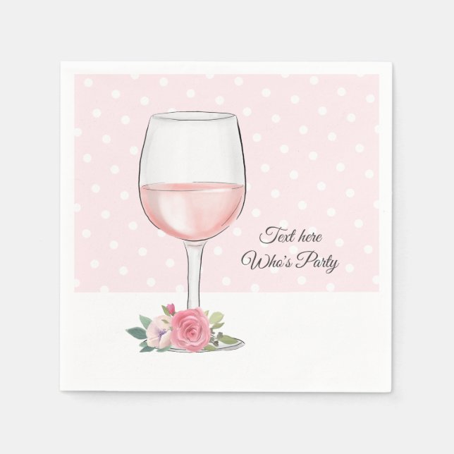 Wein, Erwachsenengeburtstag, Hochzeit, Blumen Serviette (Vorderseite)