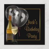 Wein Flasche Glas Gold Black Mens Geburtstagsparty