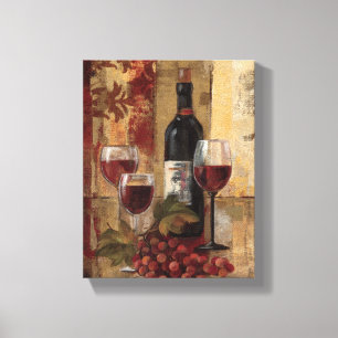 Wein-Flasche und Wein-Gläser Leinwanddruck