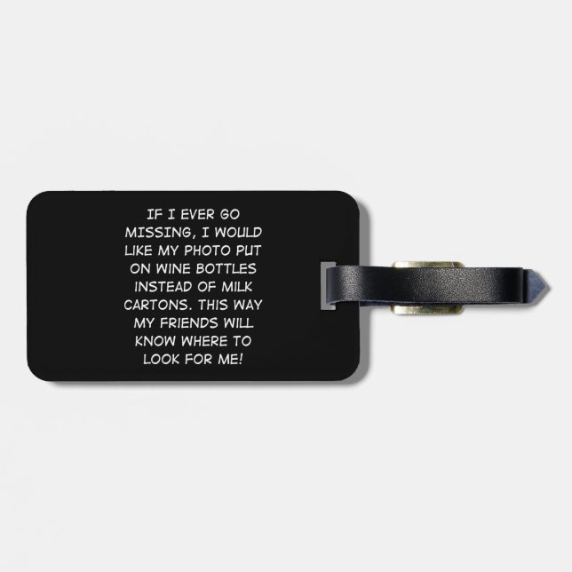 Wein-Flasche vermisst Gepäckanhänger (Rückseite horizontal)