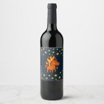 Wein Flaschen Etikett mit einem roten Pferd