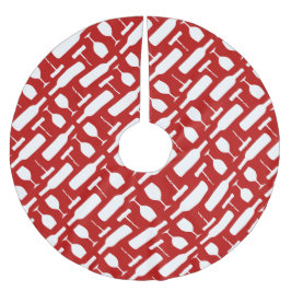 Wein-Flaschenglas-und Korkenzieher-Muster Polyester Weihnachtsbaumdecke