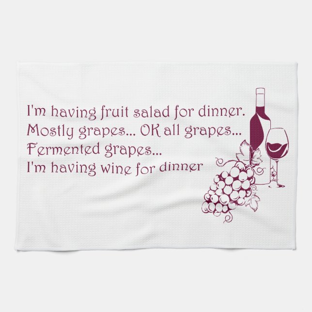 Wein für Abendessen Handtuch (Horizontal)