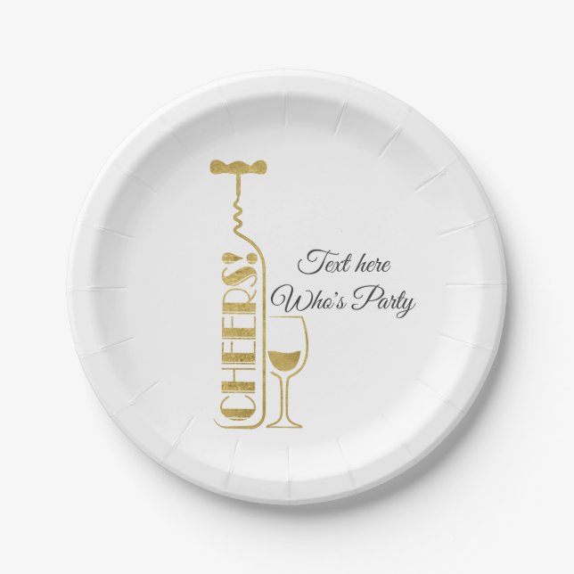 Wein, Geburtstag, Hochzeit, Party Pappteller (Vorderseite)