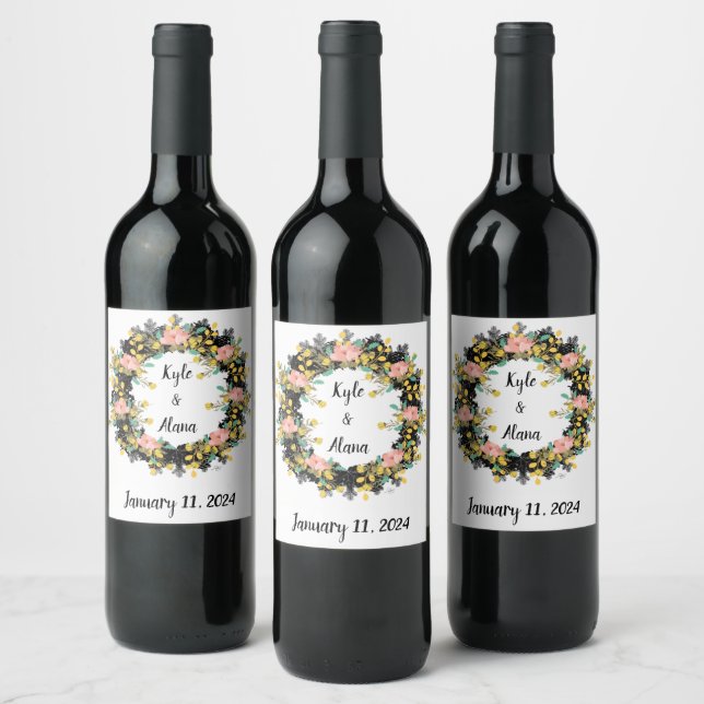 Wein Gefallen für Personalisierte Blume Briefmarke Weinetikett (Flaschen)