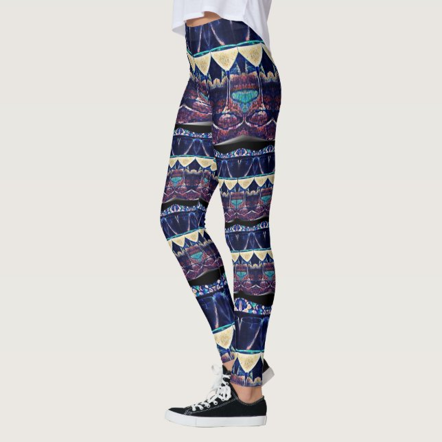Wein Gemusterte Leggings (Links)