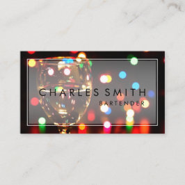 Wein-Glas Bokeh beleuchtet Bar oder Barkeeper Visitenkarte