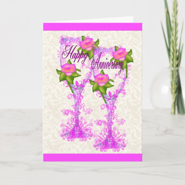 Wein-Glas-Jahrestag Karte (Vorderseite)