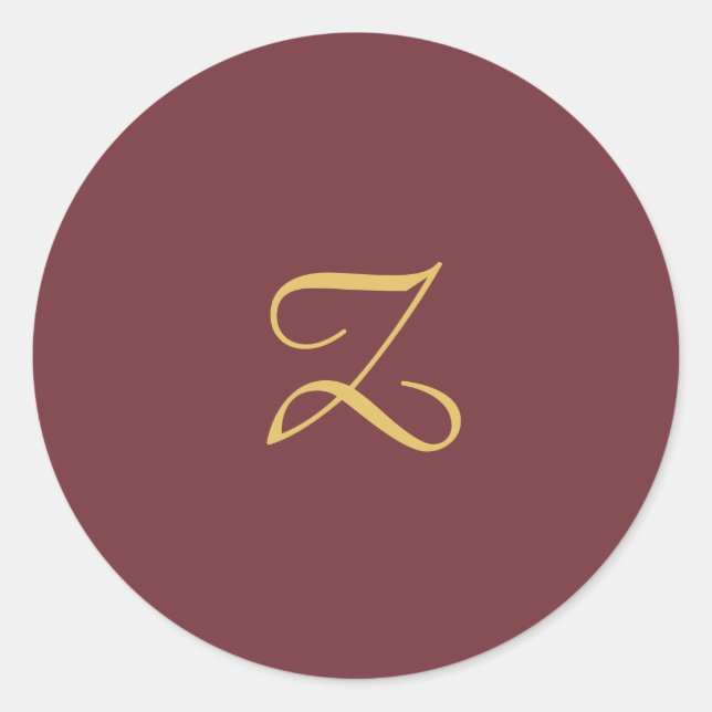 Wein Gold Monogram Beruflich Trendy Modern Runder Aufkleber (Vorderseite)