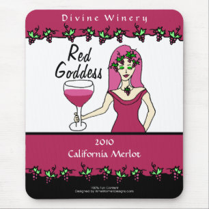 Wein-Göttin-roter Göttin-Imitat-Wein-Aufkleber Mousepad