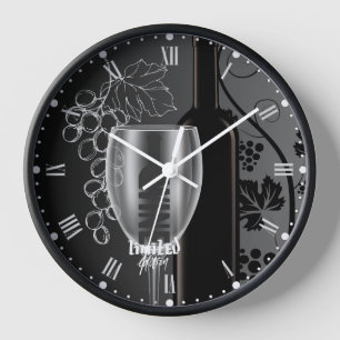 Wein in Schwarz & Weiß Uhr