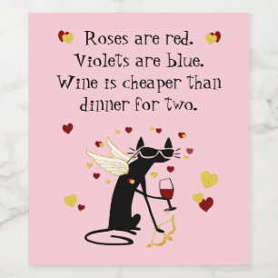 Wein ist billiger als das Abendessen für zwei Vale Weinetikett