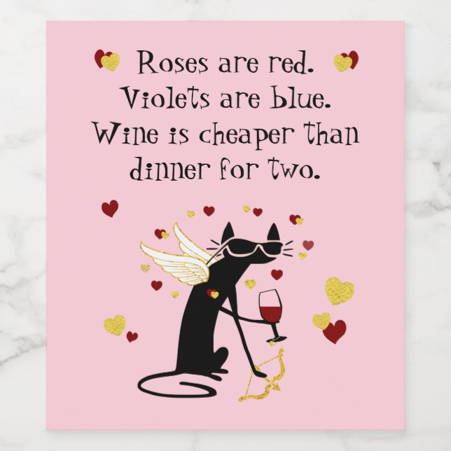 Wein ist billiger als das Abendessen für zwei Vale Weinetikett (Einzelnes Label)