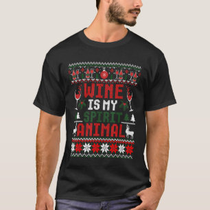 Wein ist mein Geist Tier hässlich Weihnachtssüßer T-Shirt