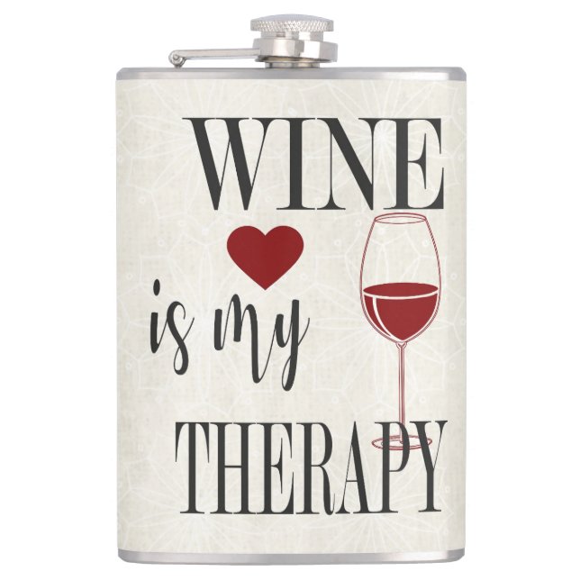 Wein ist meine Therapieflasche Flachmann (Vorderseite)