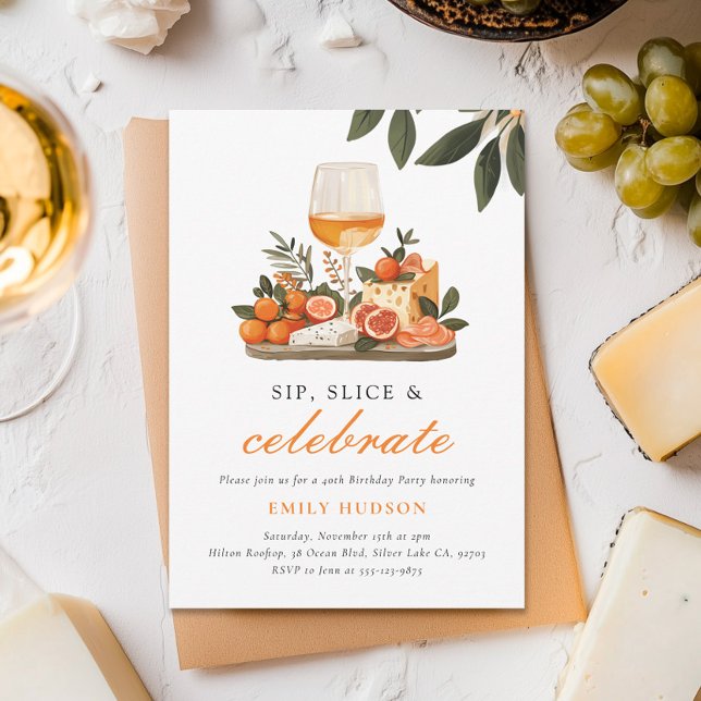 Wein & Käse 40. Geburtstag Party Einladung (Von Creator hochgeladen)